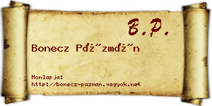 Bonecz Pázmán névjegykártya